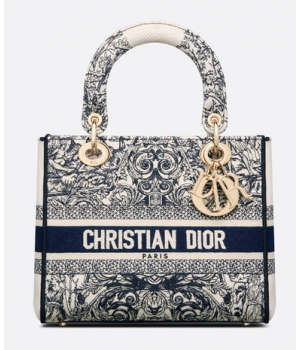 Сумка Christian Dior LADY D-LITE синяя с белым