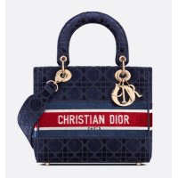 Сумка Christian Dior LADY D-LITE черная с красной полоской
