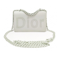 Сумка Christian Dior на цепочке светло-серая