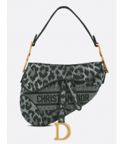 Сумка Christian Dior Saddle леопардовая серая 