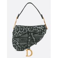 Сумка Christian Dior Saddle леопардовая серая 