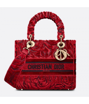 Сумка Dior Lady Medium D-Lite красная