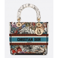 Сумка Christian Dior Lady D-Lite белая с синим