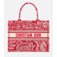 Сумка Christian Dior Book Tote красная с белым