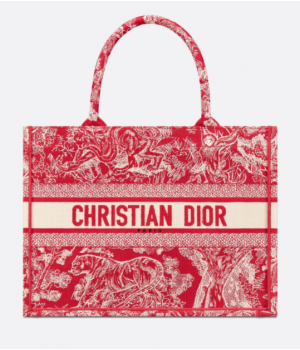 Женская сумка Christian Dior Book Tote красная с белым