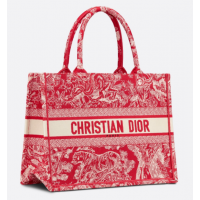 Женская сумка Christian Dior Book Tote красная с белым