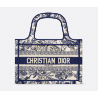 Женская сумка Christian Dior Book Tote мини-формат белая с синим