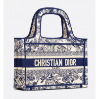 Женская сумка Christian Dior Book Tote мини-формат белая с синим