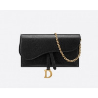 Кошелек Dior кожаный на цепочке черный