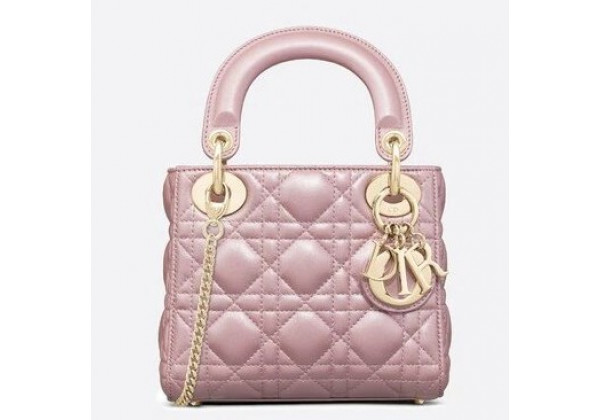 Сумка Christian Dior Lady small лаковая розовая