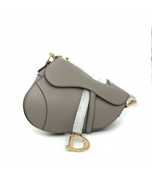 Christian Dior сумка Saddle серая с черным ремнем