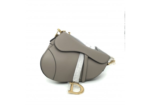 Christian Dior сумка Saddle серая с черным ремнем