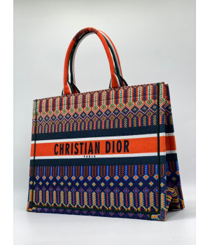 Женская сумка Christian Dior Book Tote сине-оранжевая