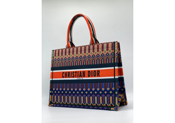 Женская сумка Christian Dior Book Tote сине-оранжевая